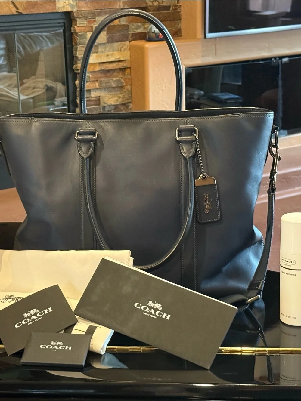Coach Metropolitan Tote 55364 Midnight Navy Glovetanned Leather orig $650 + xtra